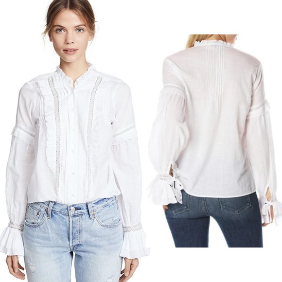 PAIGE Tops - PAIGE Alonza Ruffled Button Front Peasant Top